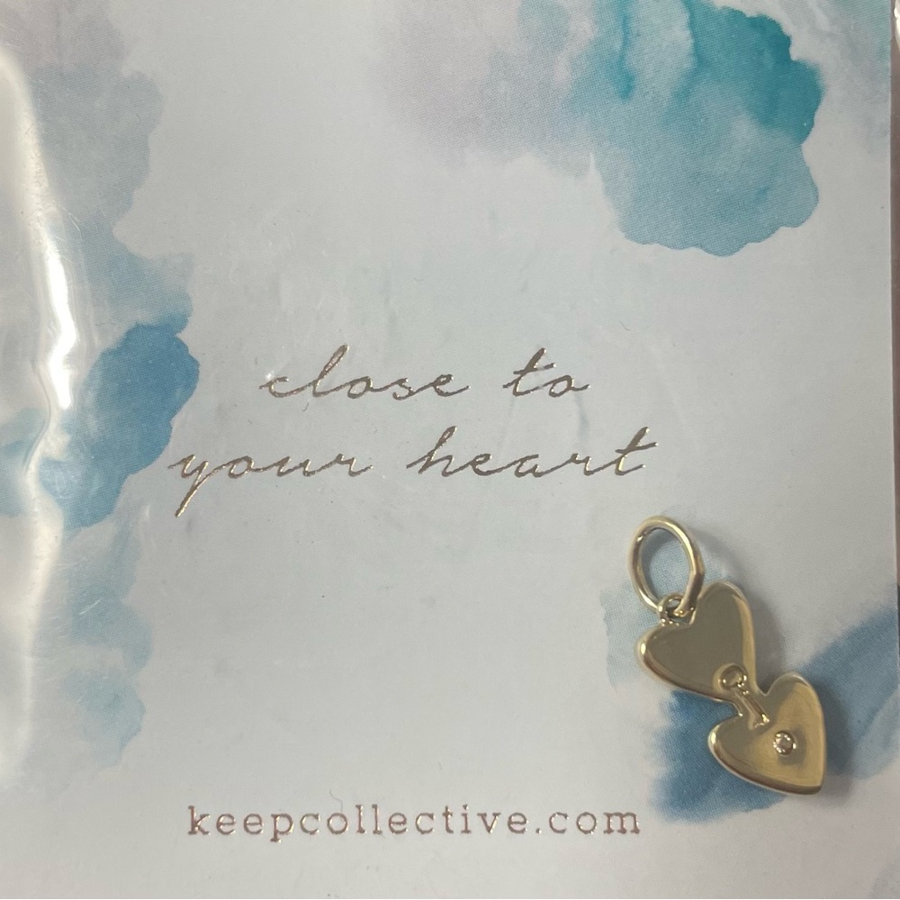 Stella & Dot Gold Heart Charm with Crystal Accent